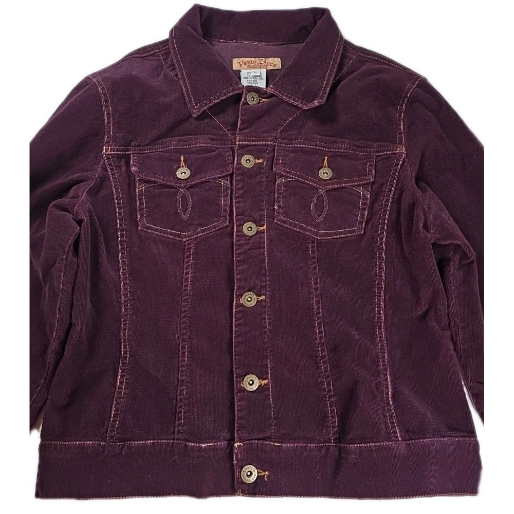 Vintage Paris Blues MAROON CORDUROY  Jacket Size LARGE‎ CROPPED STRETCH